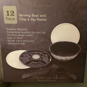 Celebrate me Home Kenny Loggings chip Black and White Serving Bowl Set